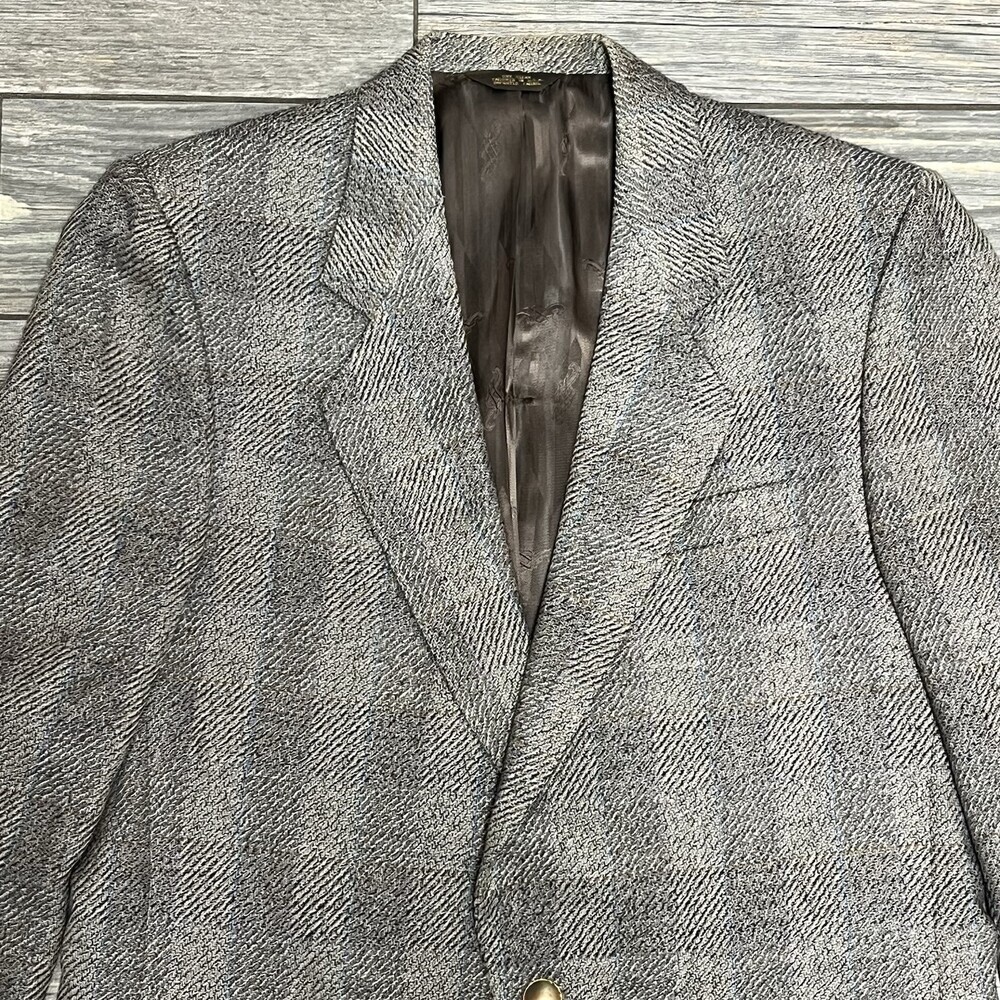 VTG 80's LeBaron Tweed Blazer 40X 40R Union Made USA Herringbone Ivy Sport Coat - Picture 7 of 16